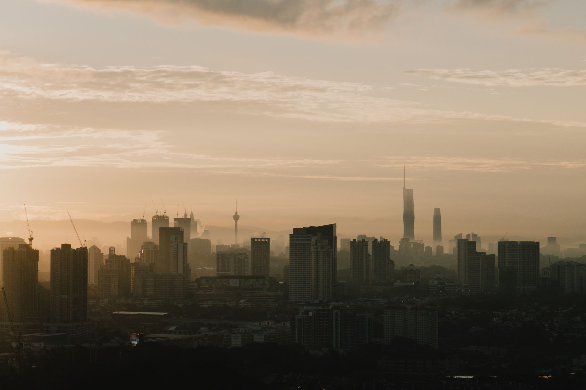 kuala lumpur city centre morning skyline