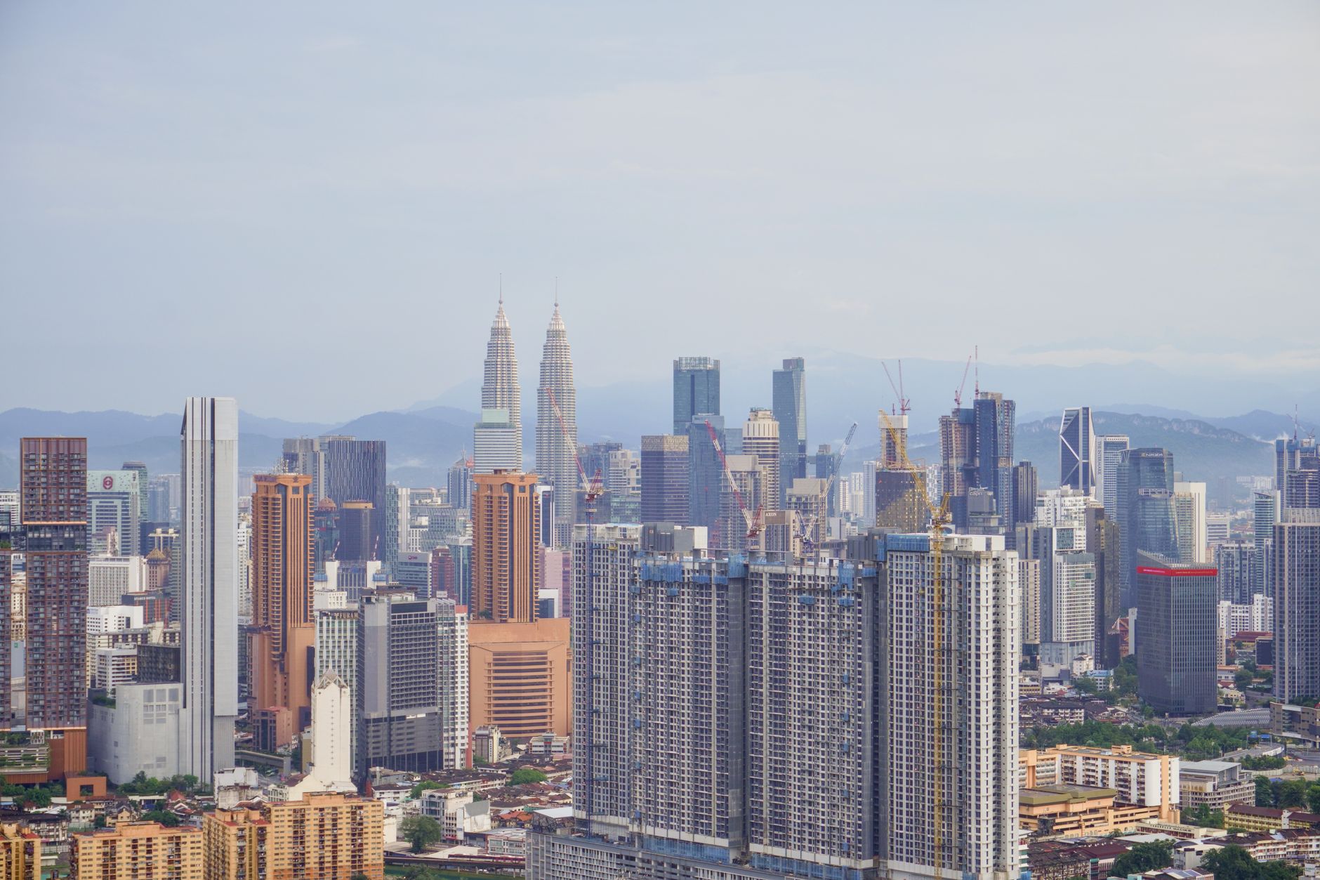 hazy skyline petronas towers distance